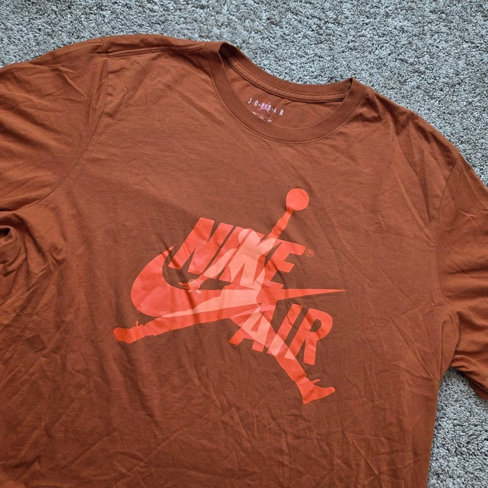 Jordan Nike Air Jumpman Shirt Mens XXL Burnt Orange Short Sleeve Basketball